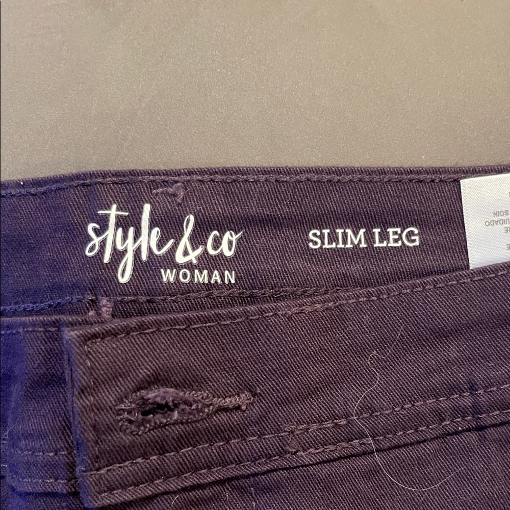 Style & Co. Dark Purple Slim Leg Pants - Picture 2 of 3